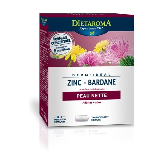Dermideal complexe Zinc Bardane 30 comprimés Cdiscount Santé