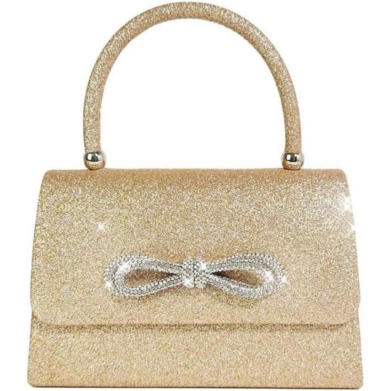 Pochette Soirée Femme Paillettes Argent – Chaîne Bandoulière, Style Enveloppe, Mariage/fête