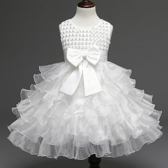 Robe Bebe Ceremonie D Enfante Bapteme Fille Jup Blanc Cdiscount Pret A Porter