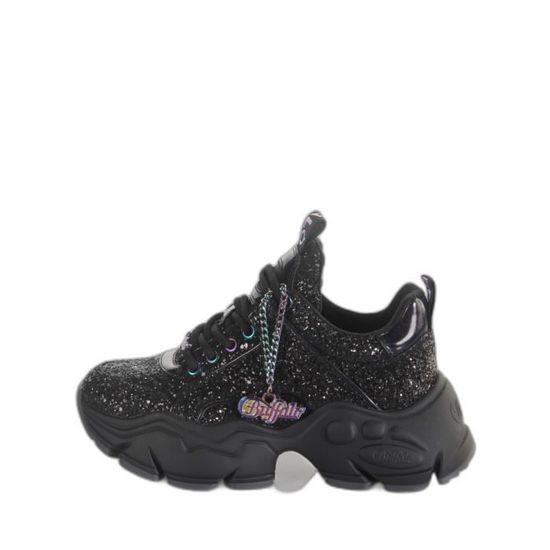 Baskets femme BUFFALO Binary noir veganes paillettes Noir Cdiscount Chaussures