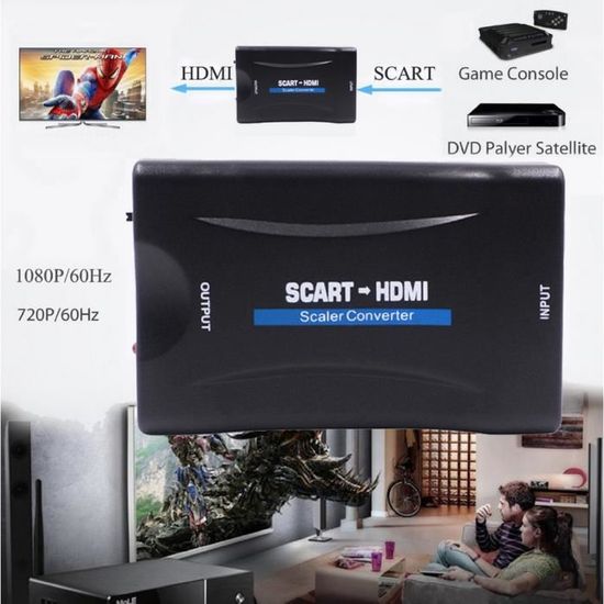 Convertisseur Scart vers HDMI Adaptateur Péritel vers HDMI 1080P pr Smartphone Box Décodeur STB PS3 PS4 SKY HDTV Lecteur DVD Blu-ray
