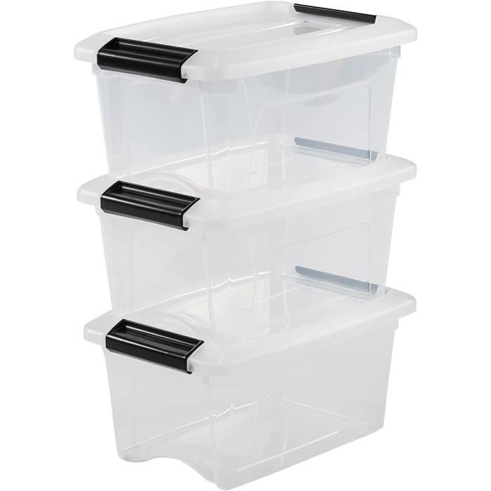 Iris Ohyama, lot de 3 boîtes de rangement empilables - New Top Box NTB-5 - Plastique, transparent, 5 L, 28,5 x 19,5 x 14 cm