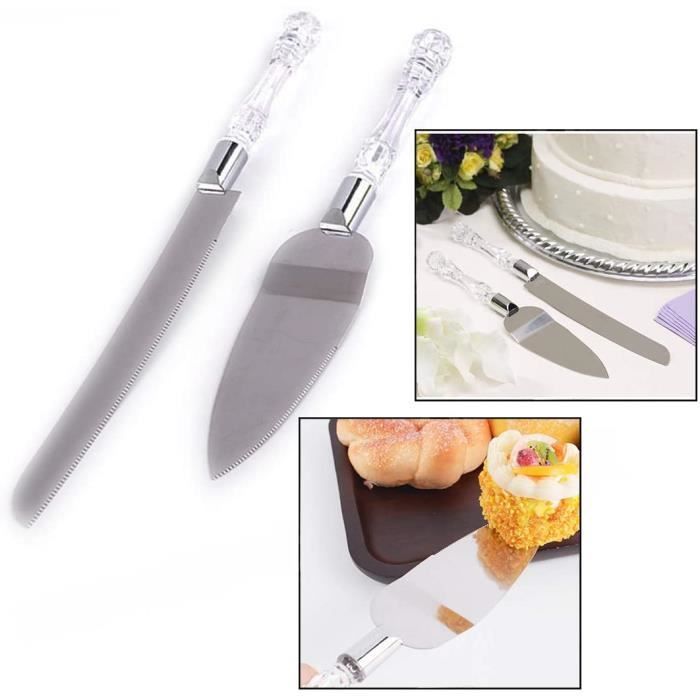 Spatules à Pâtisserie Couteau à Gâteau,Ensemble de Couverts à Gâteau en Acier Inoxydable Couteau et Pelle de Service,2pcs
