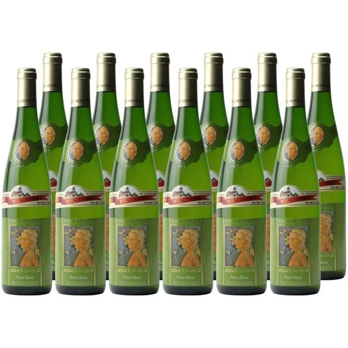 Alsace Pinot Blanc Blanc 2017 - Alsace Munsch - Vin AOC Blanc d' Alsace - Cépage Pinot Blanc - Lot de 12x75cl641
