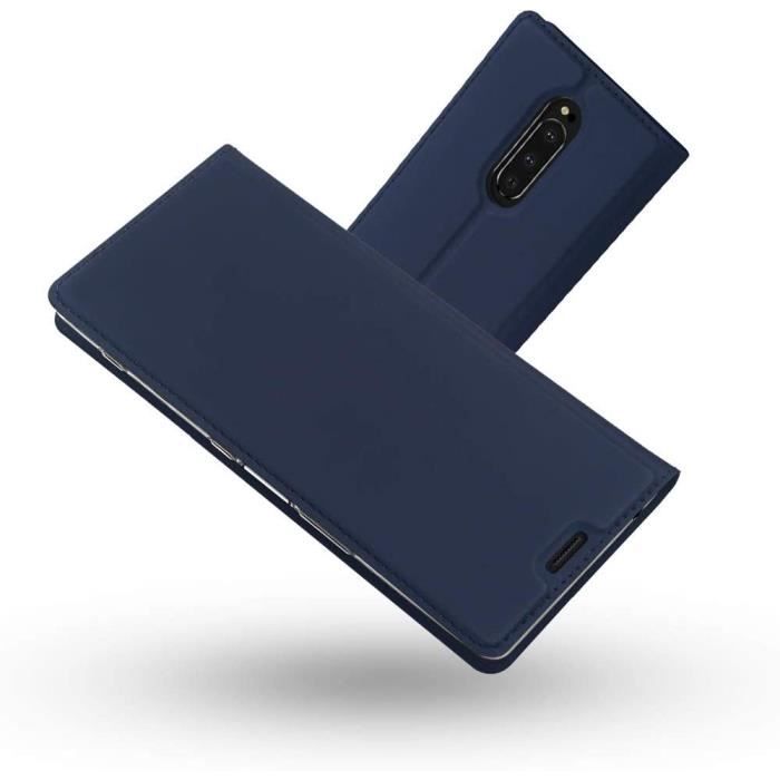 Coque Sony Xperia 1 Ultra Mince en Cuir PU Premium à Rabat de Protection Folio à Clapet Sony Xperia 1 B T