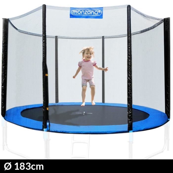 Deuba Filet de sécurité pour Trampoline 6 Poteaux - Réseau Dense entrée fermable - Ø 183 cm