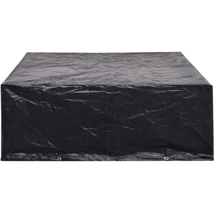HEG Housse de salon de jardin Housses pour meubles d'extérieur 8 housse en PE illets en aluminium 250 x 210 x 90 cm noir