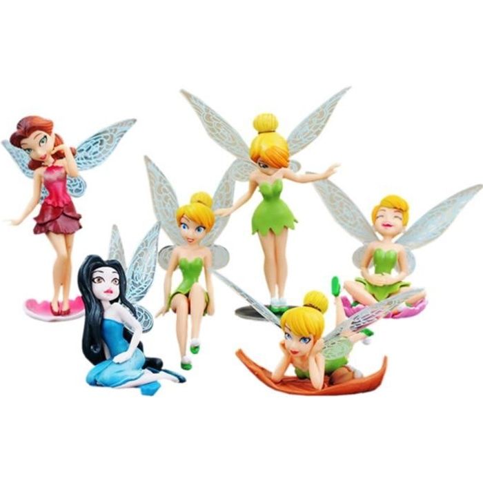 LOT de 6 figurines Fée Clochette - Décoration gâteau Baptême ...