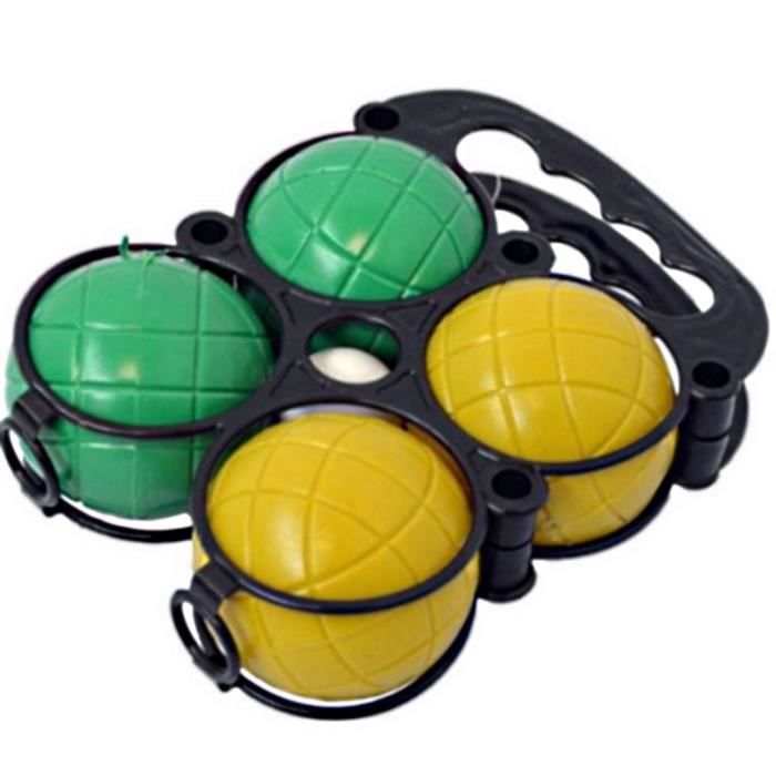 LOT DE 4 BOULES DE PETANQUE ENFANT + COCHONNET RANGEMENT JOUET