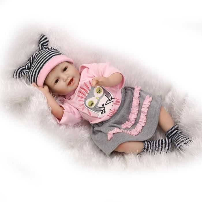 LOLI55cm bébé Reborn poupée Silicone Real Doll Kids jouets filles Bebes De Silicona