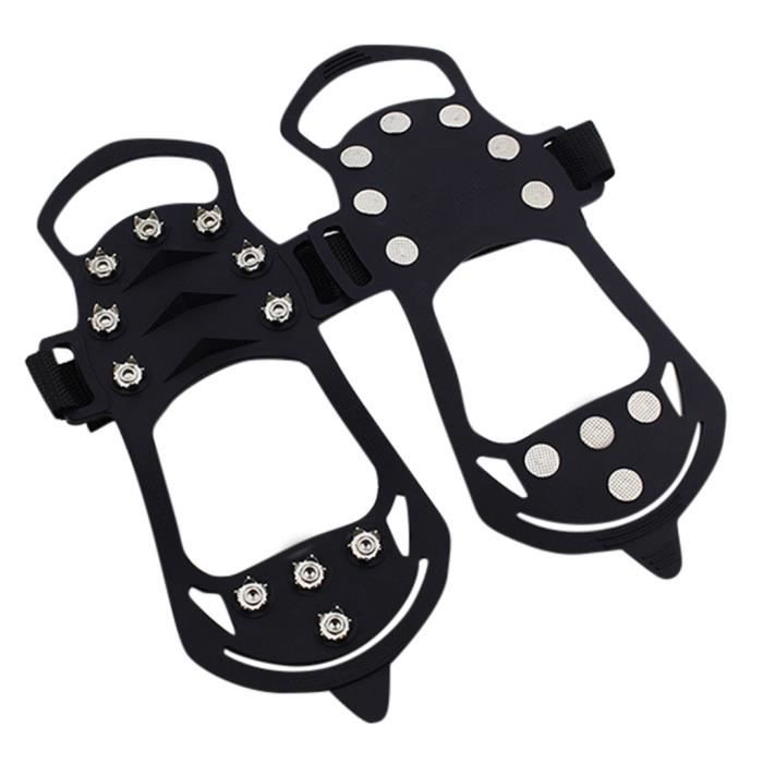 Antidérapants Crampons Chaussures Bottes de neige Couverture Step Ice Spikes Poignées Crampons pour la randonnée Noir