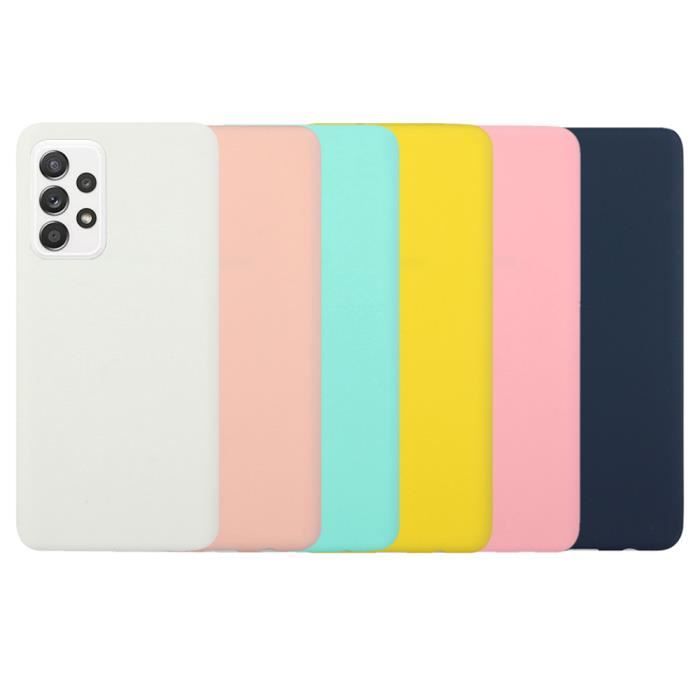 Lot de 6 Coque Samsung Galaxy A52 Étui Silicone Souple et Fin Housse Blanc Orange Bleu Ciel Jaune Rose Bleu Foncé