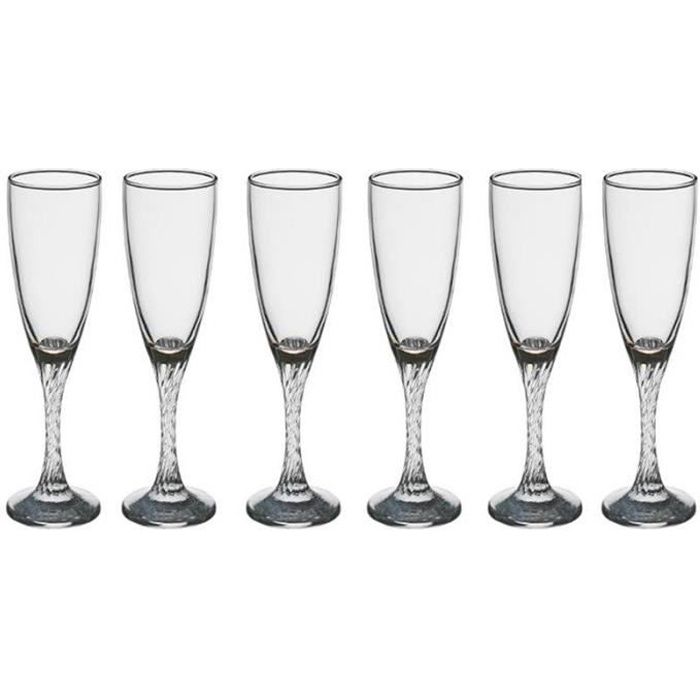Lot de 6 Flûtes à Champagne -Twist- 15cl Transparent