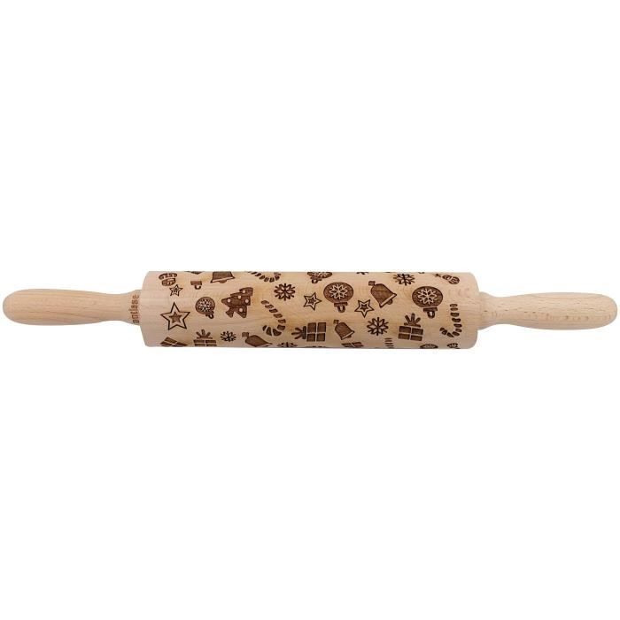PATISSE Rouleau pâtisserie en bois décor Noël