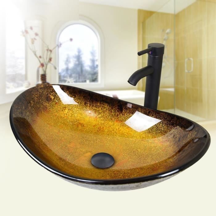 Vasque à Poser Céramique Lavabo pour Salle de Bain - Jaune