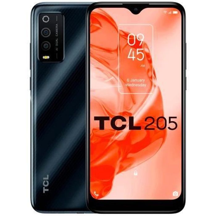 Smartphone TCL 205 en gris (Power gray) avec écran 6,22\