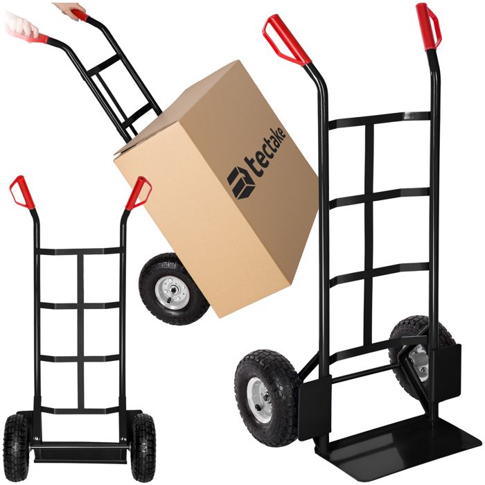 TECTAKE Diable de transport 55 cm x 44 cm x 119 cm Charge Max 200 kg Noir