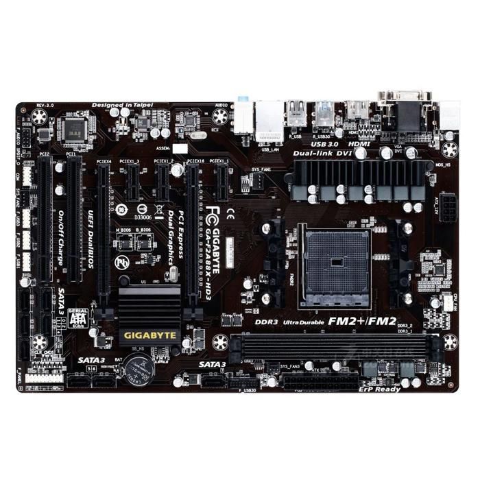 Carte mère GIGABYTE F2A88X-HD3 AMD A88X Socket FM2 / FM2+ 2xDDR3 SDRAM 64GB ATX - Gigabyte