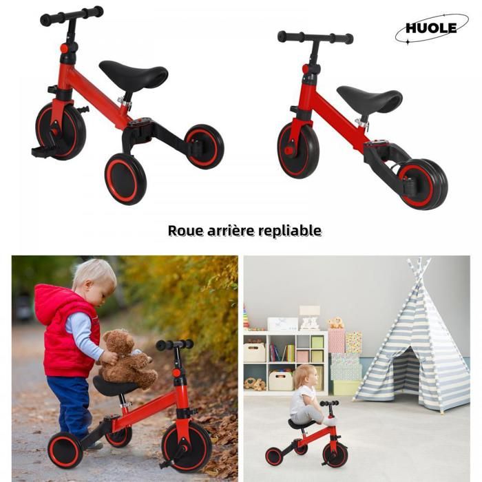 HUOLE Draisienne Pour Enfants 1-3 Ans - Tricycle D'équilibre - Léger, Pliable, Guidon Direction Limitée - Jusqu'à 24 Mois