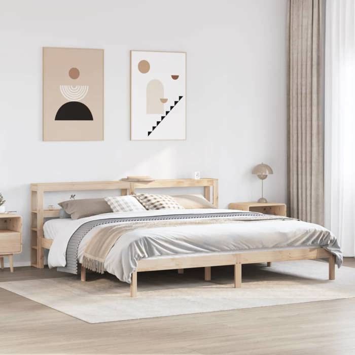 SALE 2025Structure/Cadre de lit - Lit 2 personnes - 180x200 cm bois massif de pin 37.74 Kg 1682