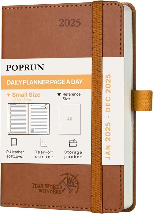 Papel 100g/m² Borgoña POPRUN Agenda 2026 A5 - Vista Semanal, Piel Sintética, 25 Planificadores, Papel 100 G/m², Color Borgoña Agenda Poprun 2025 2026