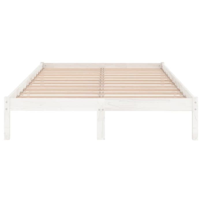 Cadre de lit 160x200 cm - 2 personnes - LEMON - sans matelas - blanc bois massif 883
