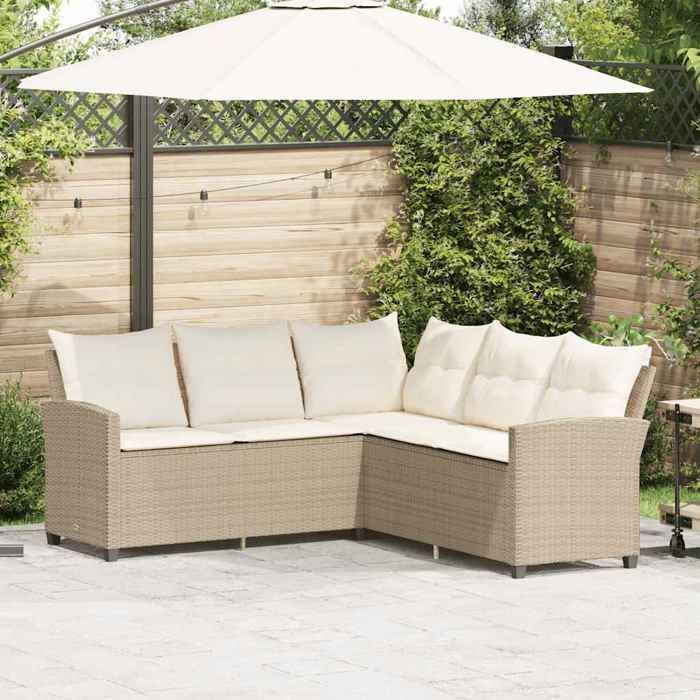 Vidaxl Canapé résine tressée en avec coussins