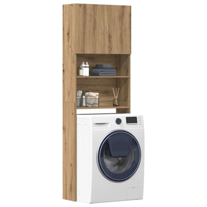 Meuble de machine à laver chêne artisanal bois d ingénierie