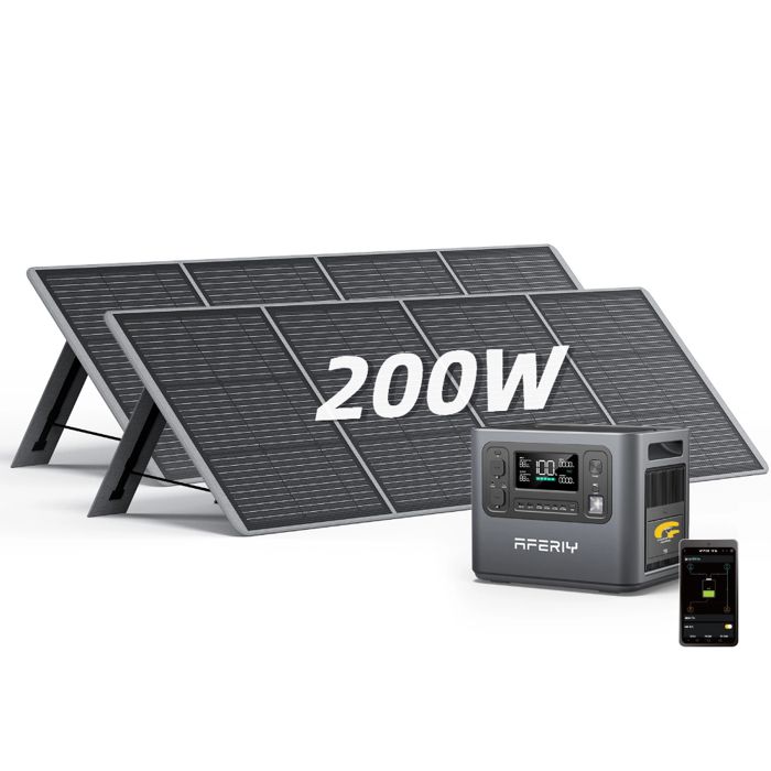 AFERIY Generateur Solaire 2400W avec Panneau Solaire 200W x2 2048Wh