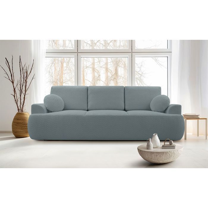 Canapé convertible 3 places – BARLETTO– boucle– gris Canapé convertible 3 places – BARLETTO– boucle– gris