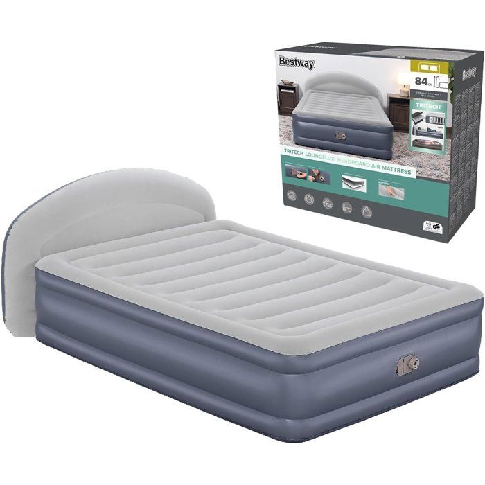 Matelas gonflable - BESTWAY - 671BD Queen - Pompe électrique intégrée - Tête de lit LoungeLux - Tritech durable