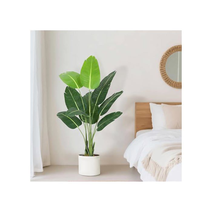 Plante Artificielle 137 cm Oiseau de paradis artificiel 9 feuilles pour Interieur Exterieur salon balcon chambre bureau