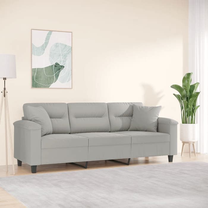 NEW 2026 Canapé moderne - Design ergonomique - pour salon - 3 places avec oreillers gris clair 180 cm L2062