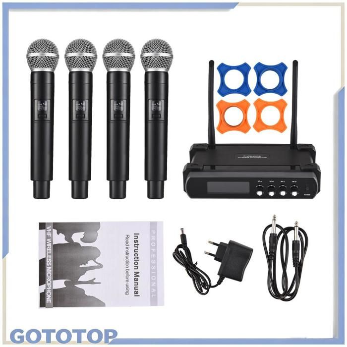 GOTOTOP microphone dj Récepteur de système de microphone sans fil avec micro portatif sans fil video microphone Prise UE noire