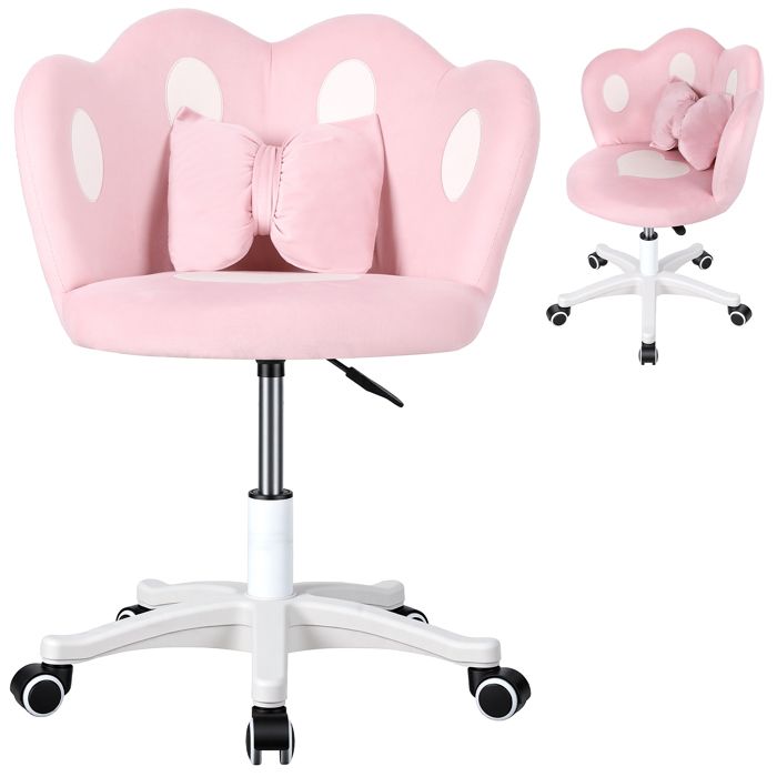 Chaise de coiffeuse ergonomique pivotante 360° - hauteur réglable  idéale pour chambre bureau ou coin maquillage - Rose