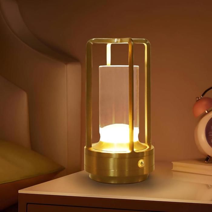 Lampe de Table sans Fil Rechargeable- Lampe de Chevet Tactile 3 Couleurs Luminosité Réglable Lampe Nuit