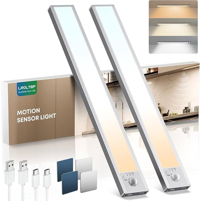 Lampe Pcard sans Fil Rechargeable Cuisine sous Meuble 30cm 2 Pack 2200mAh 3 Températures de Couleur Dimmable ECLAIRAGE DE MEUBLE