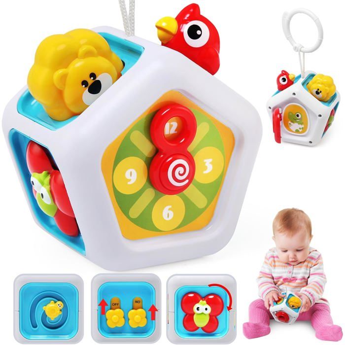 Jouets Bébé 1 an Cube Sensoriel Montessori 6-en-1 pour Garçons et Filles. Jouets de Voyage éducatifs pour 1-3 Ans Cadeaux dappre