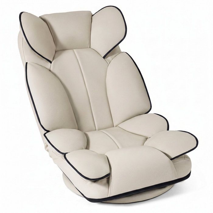 Chaise gaming au sol 360° beige dossier inclinable 6 positions confort pour jouer et se détendre