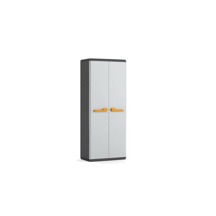 Armoire porte-balais - KETER - Rio - 3 étagères réglables - Plastique résine gris - Fermeture par cadenas Armoire porte-balais - KETER - Rio - 3 étagères réglables - Plastique résine gris - Fermeture par cadenas