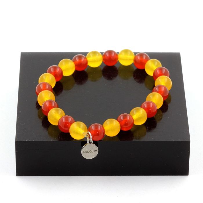 Pierres et Minéraux. Bracelet Catalan Perles Agate jaune + Agate Rouge 8 mm. Fabriqué en France. Pierres et Minéraux. Bracelet Catalan Perles Agate jaune + Agate Rouge 8 mm. Fabriqué en France.