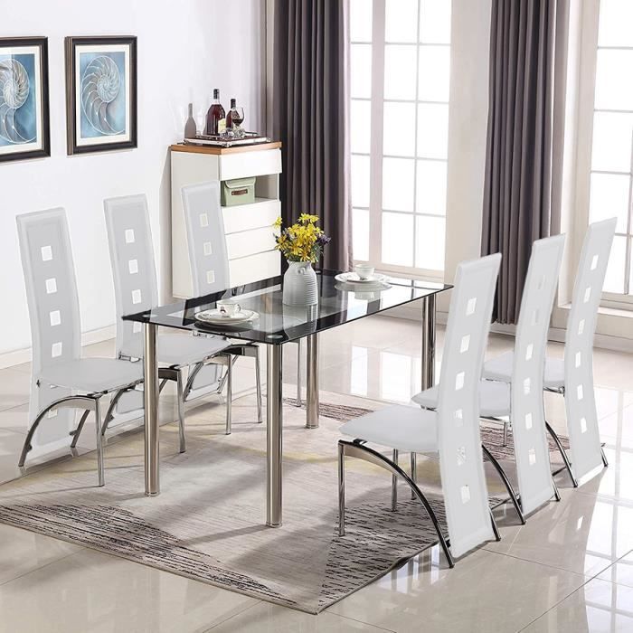 Lot de 6 Chaises de Salle à Manger Style Contemporain avec Dossier Haut et Bien Rembourré