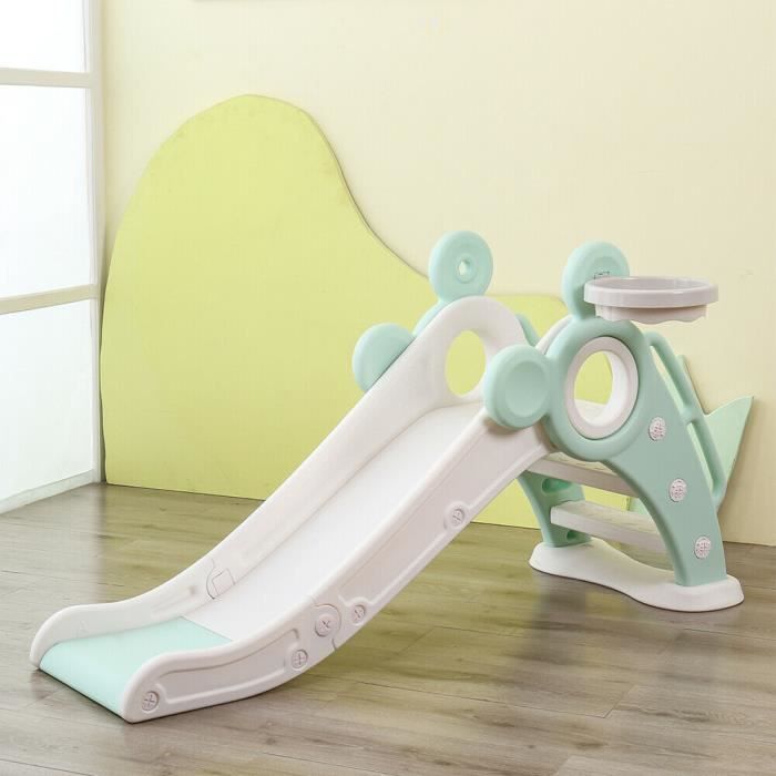 Toboggan pliant enfant - Jouet Extérieur Intérieur - Vert et Blanc