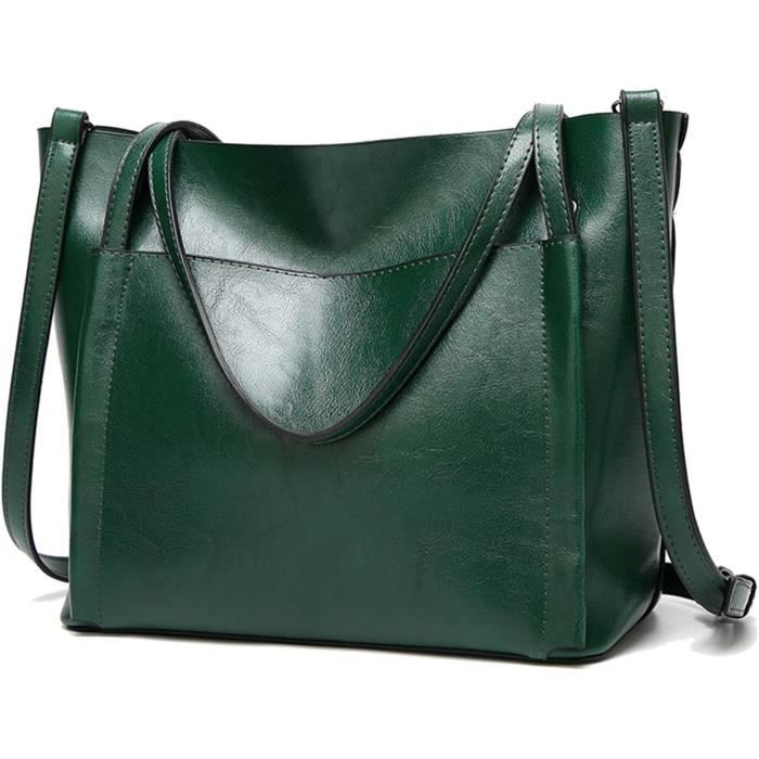 Sac Cabas Femme En Cuir Vintage – 38x26 Cm, Couleur Chêne Cannelle, Avec Poche Cousue, Fermoir Boucle