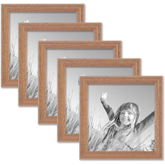 Fixwal Lot de 5 cadres photo de 20,3 x 25,4 cm, grain de bois