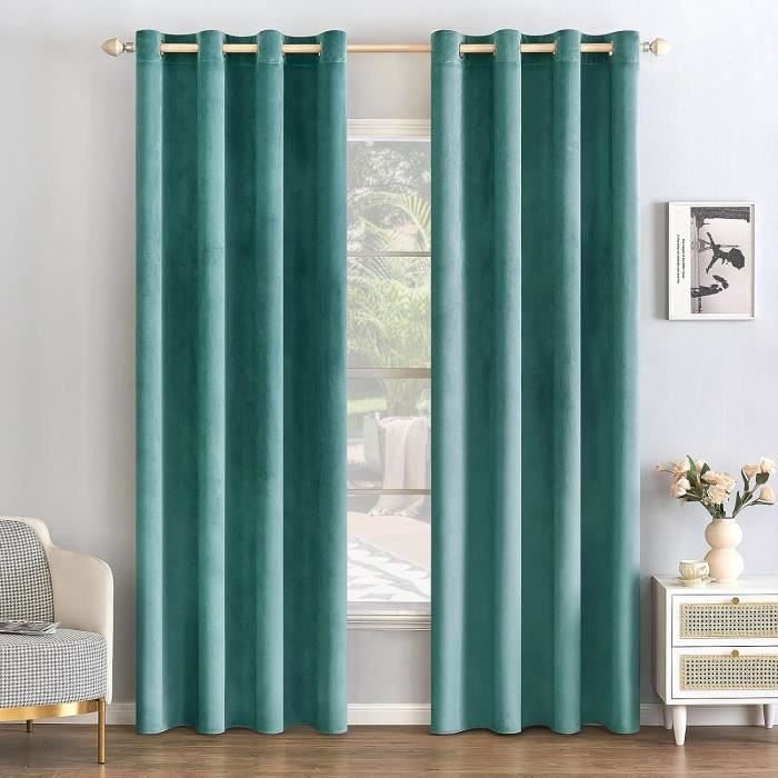 Rideaux Velours Occultants 2 Panneaux - Isolation Thermique Et Phonique, Sans Cordon, 3 Tailles, Couleur Taupe - 1