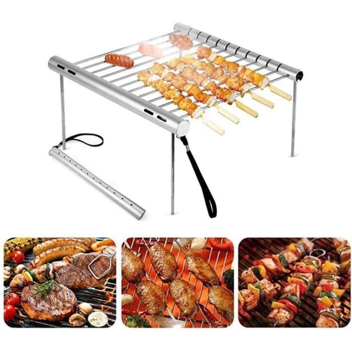 Foyer portable en acier de 2 mm pour 6 brochettes, gril de