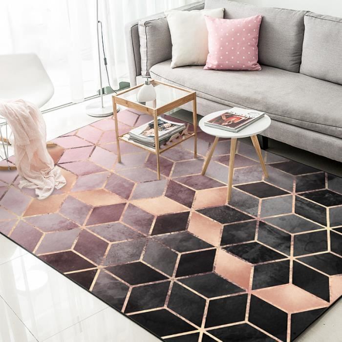 rose or rose degrade diamant treillis chambre porte salon cuisine tapis de sol tapis 80x120cm cdiscount maison