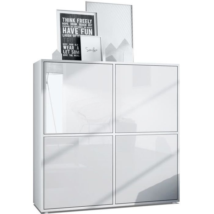 Vladon Highboard Cuba V2 104 x 105 5 x 35 5 cm Buffet haut à 8 compartiments en Blanc mat et Blanc laqué haute brillance Vladon Highboard Cuba V2 104 x 105 5 x 35 5 cm Buffet haut à 8 compartiments en Blanc mat et Blanc laqué haute brillance
