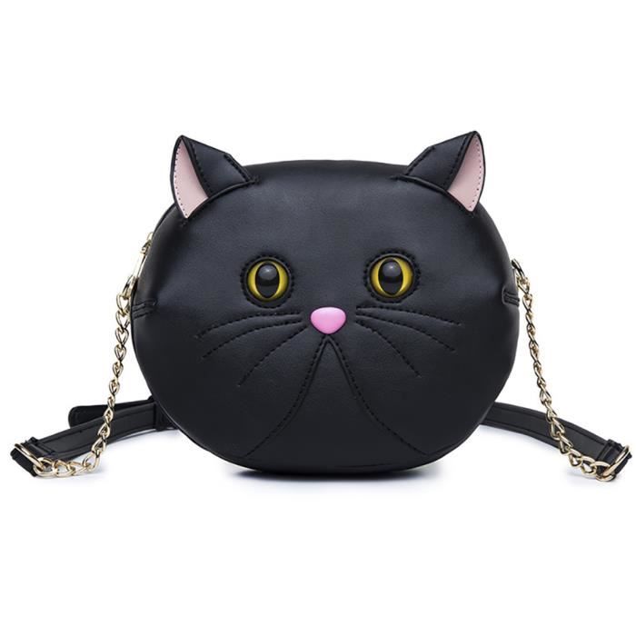 Qzunique Sac A Main Femme Chat Mignon En Forme De Chat Tete Pu En Cuir Noir Achat Vente Qzunique Sac A Main Femme Cdiscount